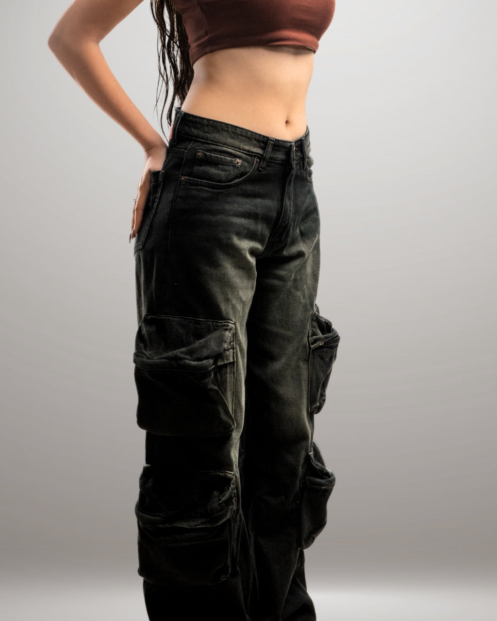 3 Pocket Black Cargo