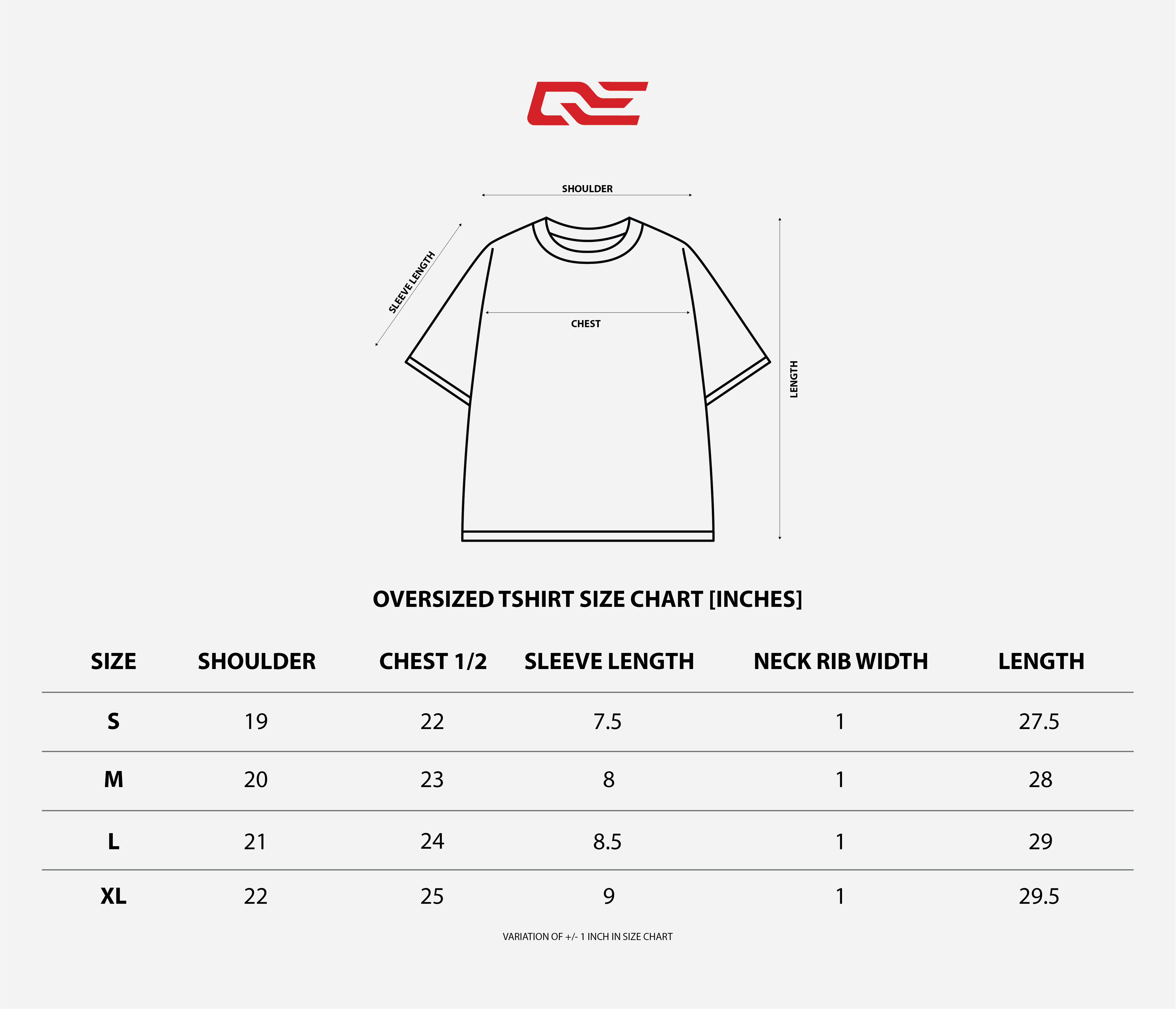 Size Chart for Origin Flight Tee